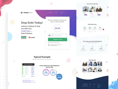 Moneyadvisor Landing Page ( Live) 2018 best shot 2019 trend brand clean dailyui design dribbble best shot dribble ecommerce illustration landing page landingpage minimal money app money transfer typography ui ux web website