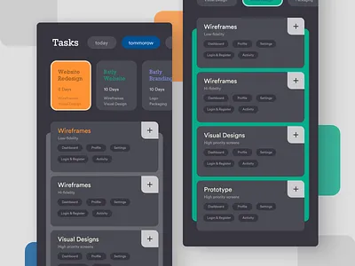 Project Manager | Dark UI | WIP adobe xd card design dark ui interface dribbble mobile app project manager project tracker screen task manager time tracking
