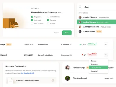 Card UI app attachment card checkbox dashboard design employee management