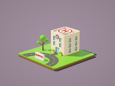 Lowpoly Hospital 3d 3d art 3d artist ambulance c4d cinema 4d design hospital illustration low poly low poly art render vector