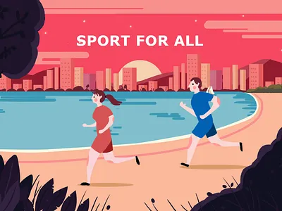 sport for all design drawing illustration paint typography web