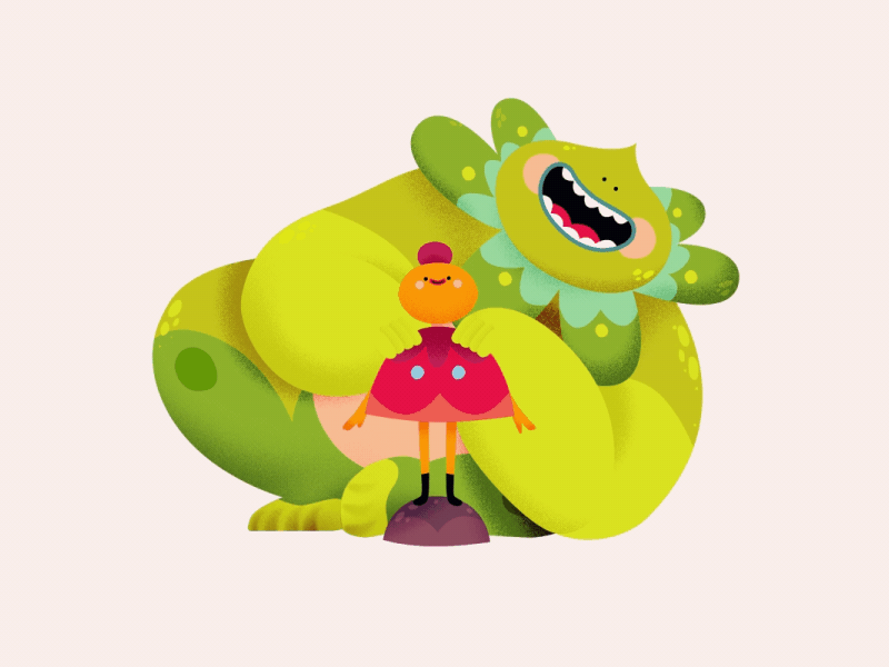 Schomp! 2d animation cel character flat flower mushroom