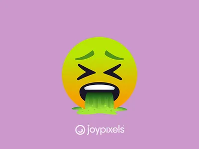 The JoyPixels Vomit Face Emoji - Version 5.0 barf barfing character emoji emojis face graphic icon ill illustration puke puking reaction sick smiley smiley face vomiting