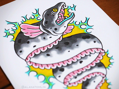 Electric Eel alana tomlin alanatomlin american traditional animal eel electric eel electricity lightning tattoo traditional tattoo