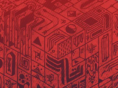 The folly of time and space, explained arcane cube geometric geometry illustration red runes scifi symbol symbolism tshirtdesign