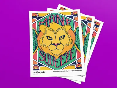 Mane Squeeze hand lettering illustration lettering lion newspaper newsprint tropical