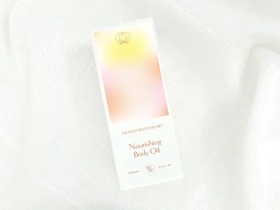 Healed With Heart Packaging branding colorful gradient health identitydesign massage minimalism oil packaging packagingdesign