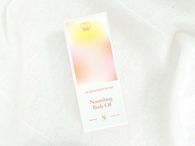 Healed With Heart Packaging branding colorful gradient health identitydesign massage minimalism oil packaging packagingdesign