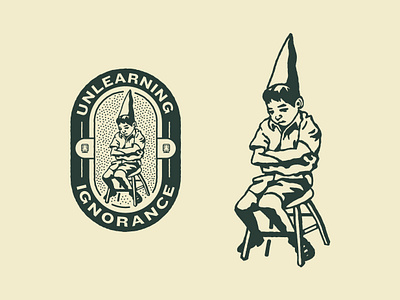 Podcast Dunce Design drawing dunce dunce cap ignorance illustration podcast school school child schoolhouse shadow stool tshirt