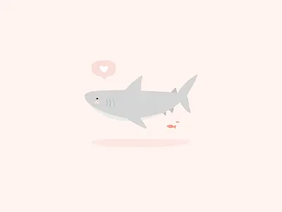 Baby Shark animal color cute digital doodle heart illustration love pastel pink shark