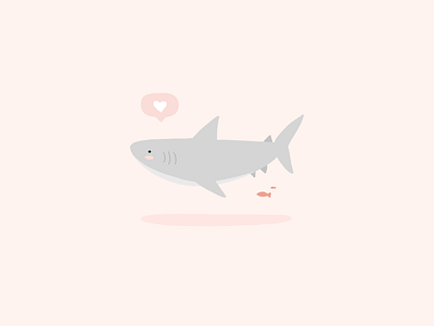 Baby Shark animal color cute digital doodle heart illustration love pastel pink shark