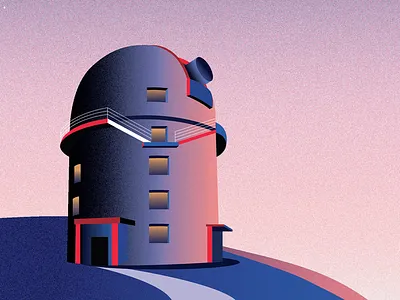 Observatory Tower art astronomy building design drawing graphics illustration illustrator minimal night quiet space telescope tower universe vector