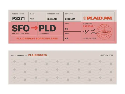 Plaiderdays: Plad Am boarding passes graphic design hackathon illustration jfk plaid plaid am plaiderdays san francisco sfo slc typography