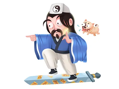 Lu Dongbin吕洞宾 chinese taoism illustration myth taoism