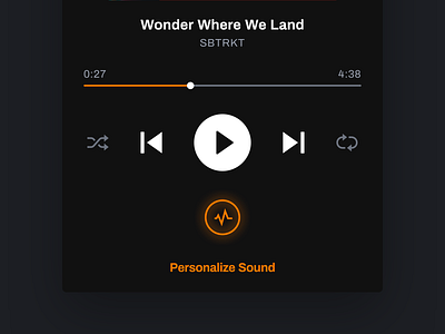 True-Fi mobile app - Player app black calibration darkmode mobile app music player orange sound soundwave spotify streaming app ui ux