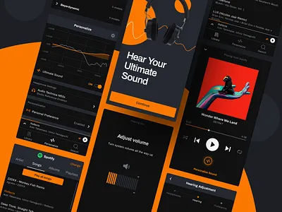 True-Fi mobile app app apple apple music black darkmode mobile app music player music player ui orange personalization sound soundwave spotify tidal ui