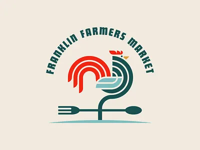 Franklin Farmers Market For Dribbbs branding circles farmers market fork geometric lines logo modern rooster spoon tennessee weather vane