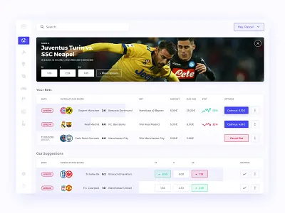 Sporting Bets Dashboard bet clean concept dashboard design football interface sketch soccer sport ui ux webapp website