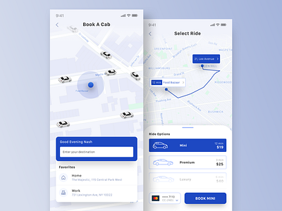 Book cab - Lighter app booking cards clean ios minimal ride sharing ui ui kit ux