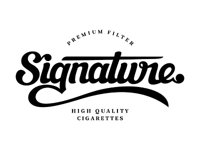 Signature calligraphy cigarettes classic designs font lettering logotype minimalist retro