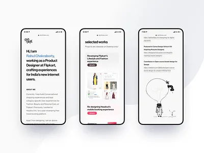 Personal Website Landing Page (Mobile) clean design designer dsintheta interface landing page minimal mobile mockup personal portfolio projects readymag typography ui website