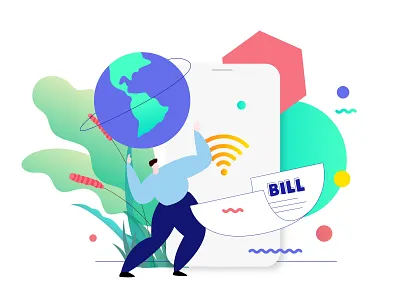 Pay Internet Bill Feature Illustration appdesigner bill customillustrations developer illustration internet isometric mobile app payment redesign ui ux webdevelop webdevelopers webdeveloping webdevelopment