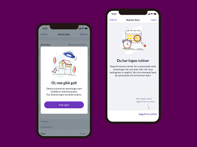 Playful Error and Empty State app empty state emptystate error ios playful routine smarthome ufo ui ux