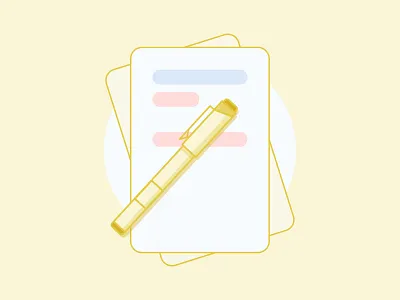 Daily Needs color colorful design flat illustration paper pen simple vector yellow