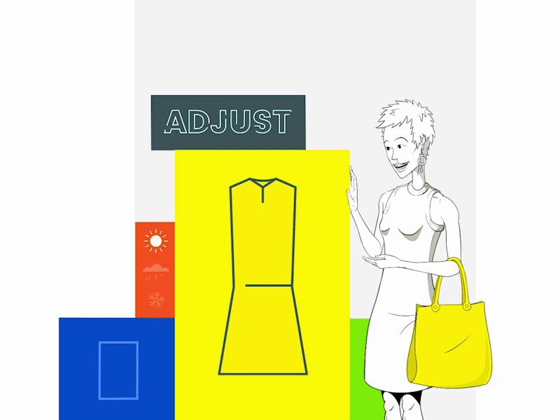 Adjust_final_shot animation animation 2d branding character digitalmarketing ecommerce shop fashion icons illustration