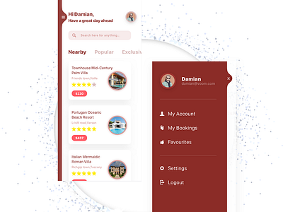 Sidebar UI Design app clean clean ui concept concept design design drawer menu hamburger icon hamburger menu home home screen ios iphone x minimal sidebar simple ui ux