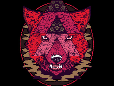 Wolf design drawing illustration pen and ink