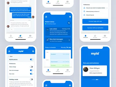 Myld - Parent app app blue calendar citizens clean design healthcare hospital light login notifications parents patients popup sdh user uxui