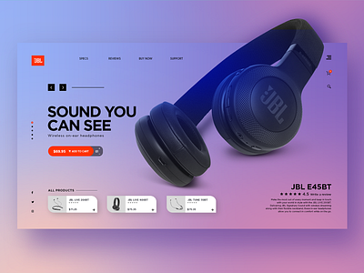 JBL Headphone Landing page Web UI branding design design trend 2019 dribbble best shot experience gradient interaction design jbl jbl headpjone landing page landing page concept ui ui web design userinterface ux ux ui ux design ux designer ux web web