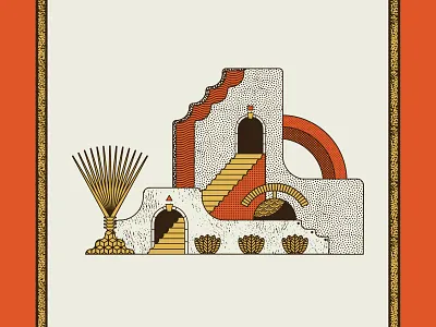 Desert Home 03 desert home house illustration photoshop plants stairs texture