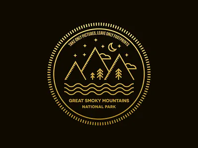 Great Smoky Mountains National Park backpacking badge camping illustration linework mountains national park national parks outdoor smoky mountains stamp sticker