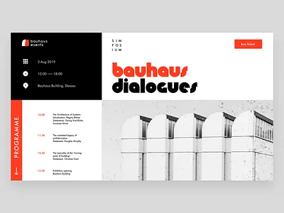 Bauhaus Events Landing Page art bauhaus design design studio event event design graphic design history interaction interface landing page minimalism schedule typography ui user experience ux web web design web page design