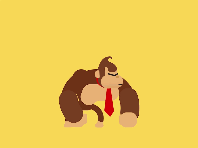 KONG FURY after effects animation 2d animation gif character animation donkey kong rubberhose super nintendo