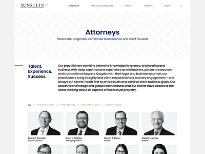 Sunstein, Kann, Murphy & Timbers - Attorneys attorney bio design system grid hero illustration law leadership legal modular modules pattern team