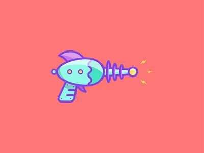 Blaster alien blaster colorful design electric futurama future gun icon illustration laser raygun space vector