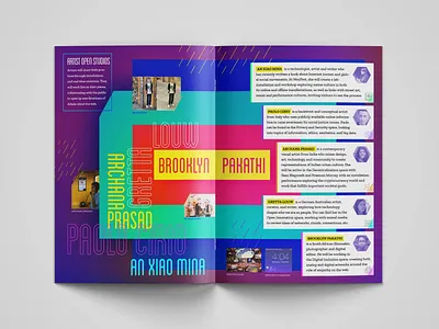 Mozfest Artists book design colorful layout print profiles unconventional