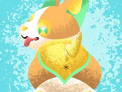 Yamper Butt! art button conceptual corgi dog gen 8 illustration logo love pokemon pokemongo puppy shading shield stipple sword vector yamper