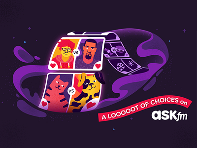 a looooot of choices on ASKfm cats character dogs ed sheeran illustrator kanyewest mobile mobile app design