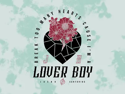 Jacob Sartorius apparel apparel design clothing design flowers heart illustration jacob sartorius lover boy merch shirt tee texture vector