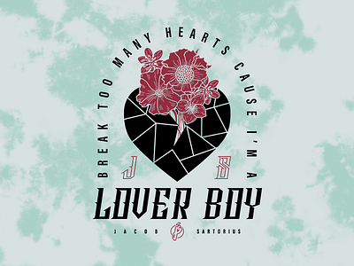 Jacob Sartorius apparel apparel design clothing design flowers heart illustration jacob sartorius lover boy merch shirt tee texture vector