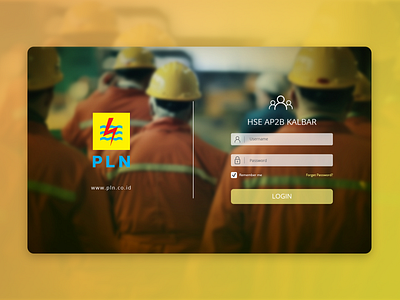 Web UI - HSE Kalbar app dashboard interface login page pln pragma ui ux web