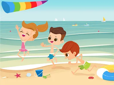 Running On The Beach beach children family friends fun holiday kids play relax running sea summer tropical vacation