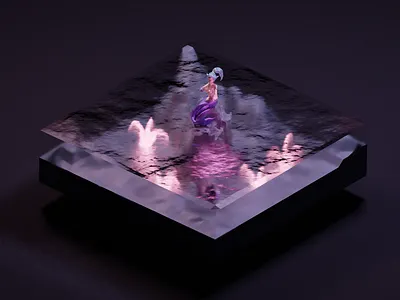 Mermaid on a rock 3d blender blender3d isometric isometry mermaid sea