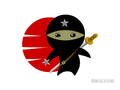 Ninja Star art asian character cute cute art design graphic illustration kawaii ninja sword vector
