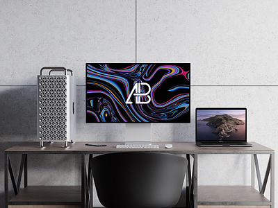 2019 Mac Pro And MacBook Pro Mockup apple free freebie mac pro macbook pro mockup psd realistic showcase