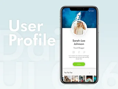 User Profile 006 daily 100 challenge dailyui dailyui006 minimal mobile mobile app design mobile design mobile ui travel travel app travel blog ui user profile ux